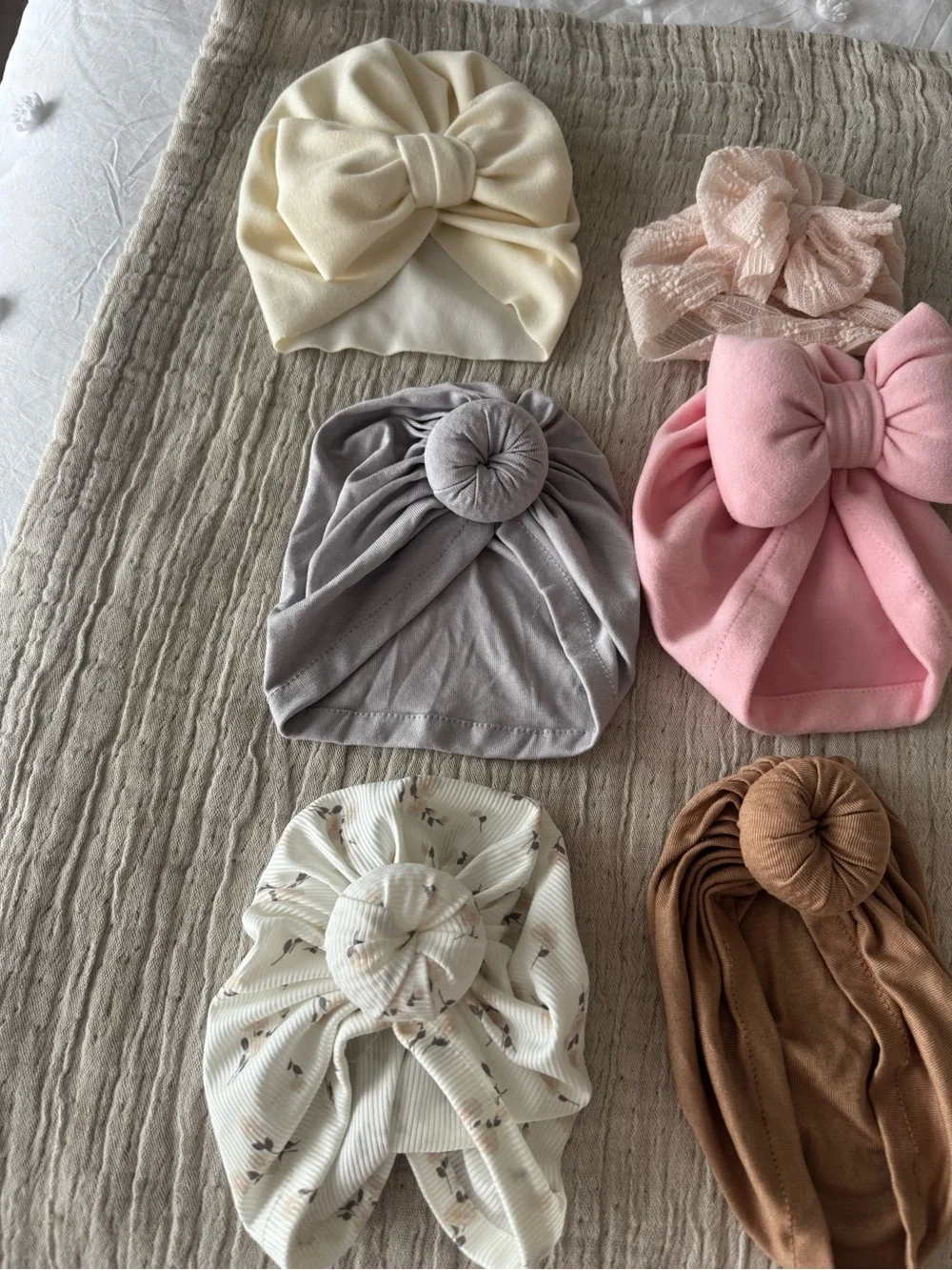 Kids Knotted Turban Headband Set - Neutral & Pink Colors